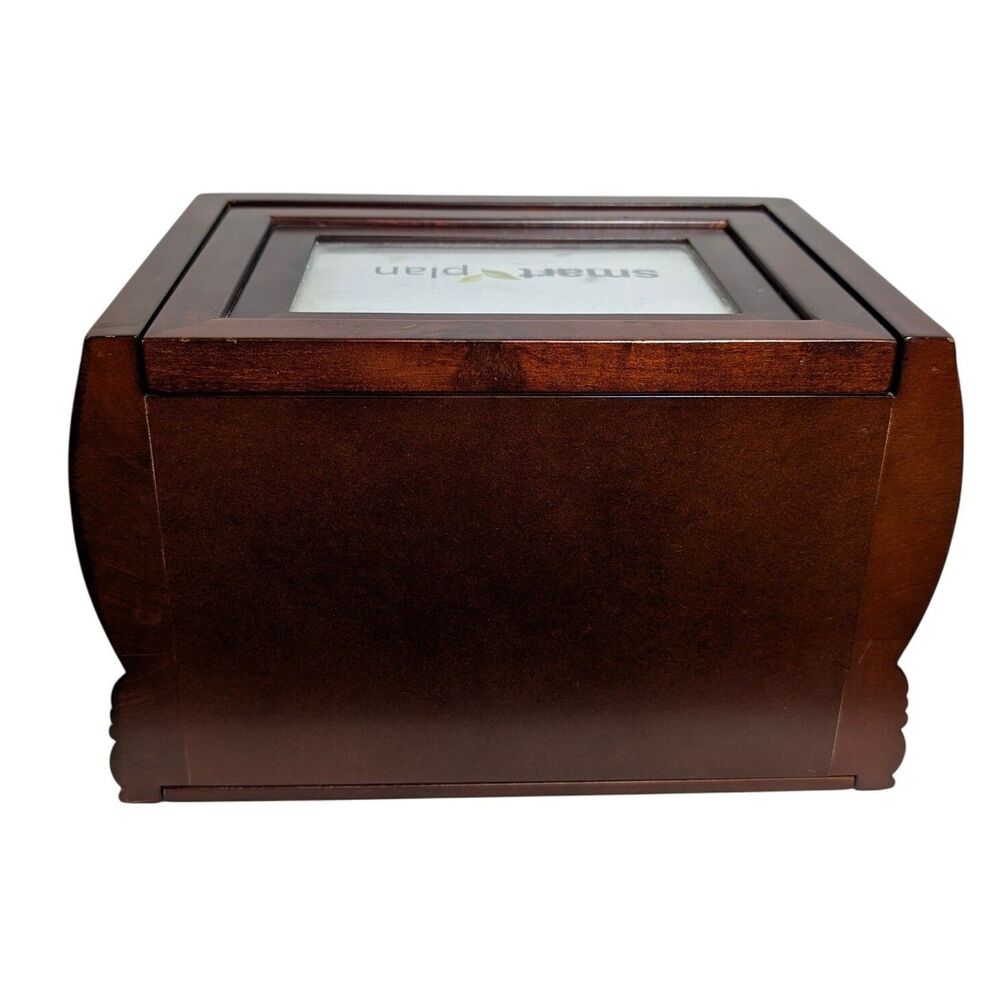 Smart Plan Dark Brown 11x7 inch Wooden Memory Box with Photo Frame Lid Urn - Picture 4 of 9